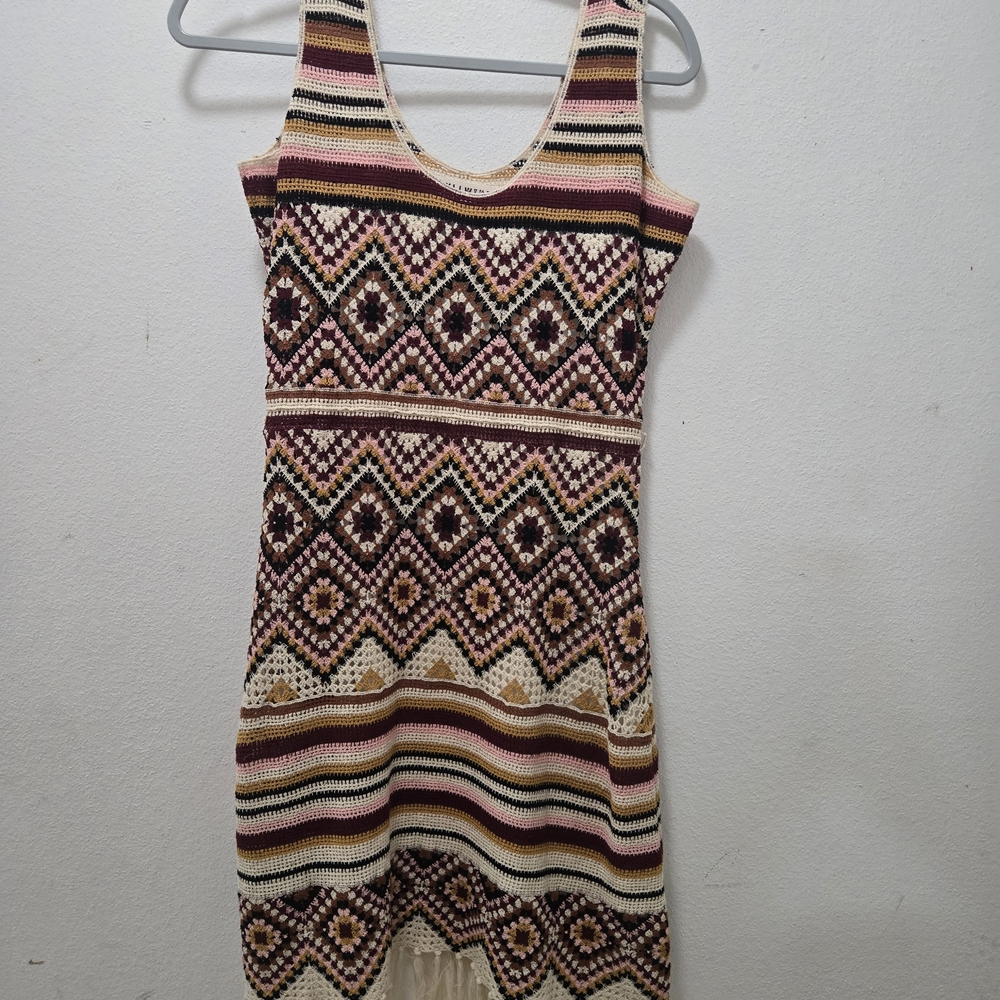 Idyllwind Boho Knit Dress with Earthy Tones